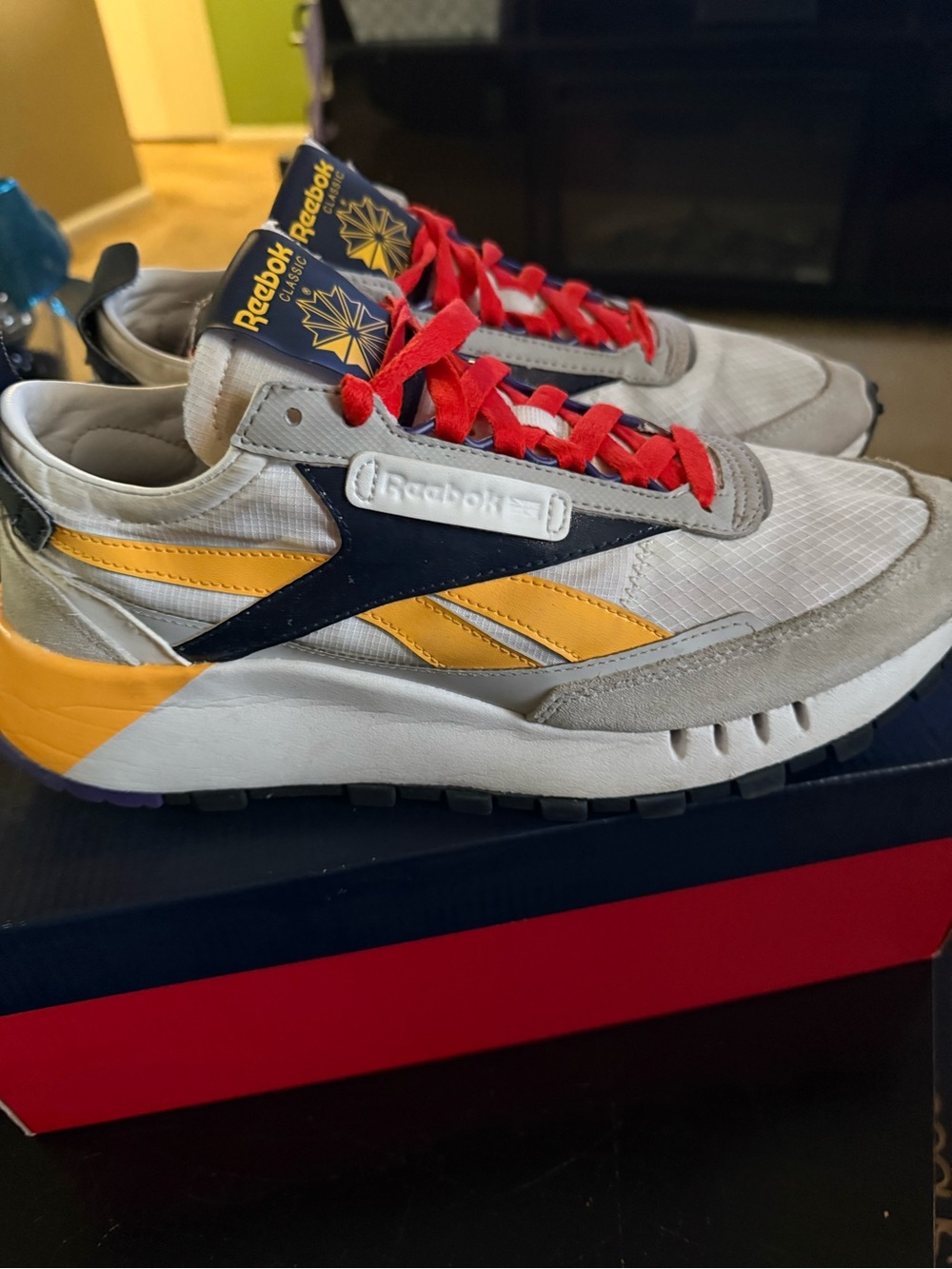 Reebok Men’s Sneakers - Gray, Yellow & Red Accents